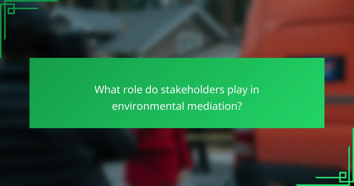 What role do stakeholders play in environmental mediation?