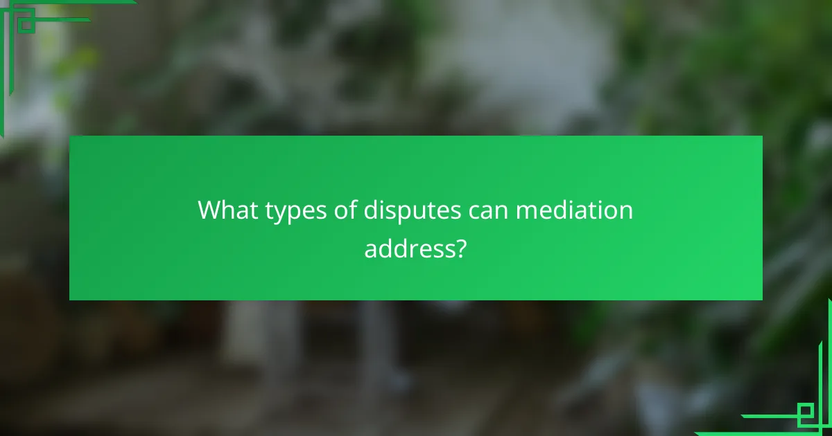 What types of disputes can mediation address?